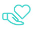 symbolic support icon of heart in a hand