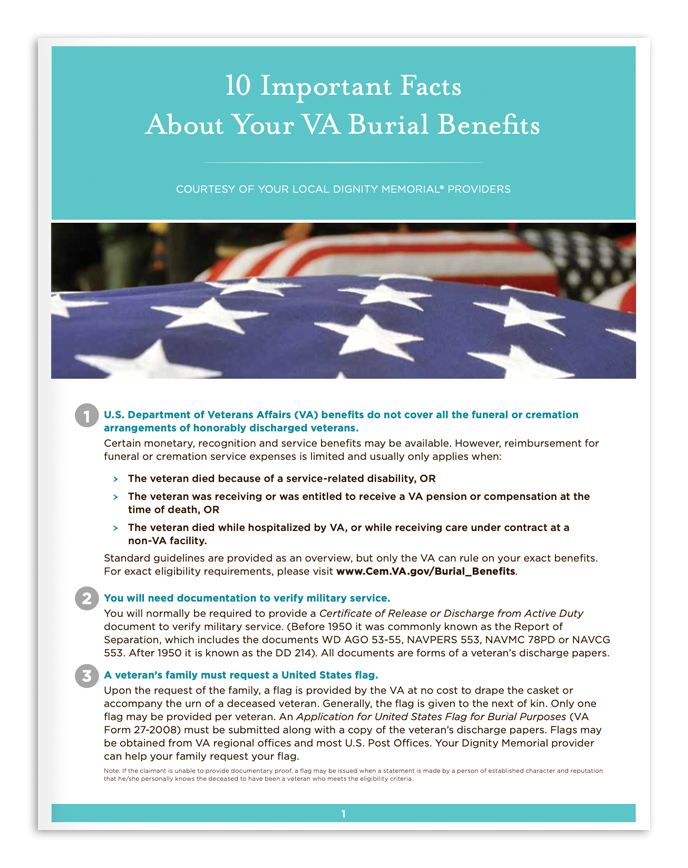 10 important facts about your VA burial benefits icon for cdp